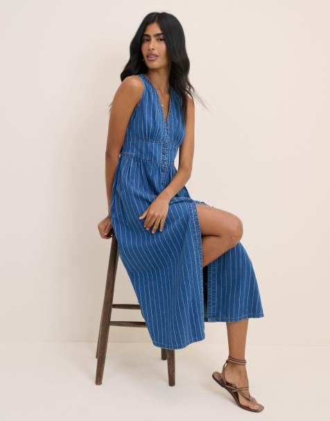 Nobody's Child Denim sleeveless pinstripe starlight midi dress in multi - view 1