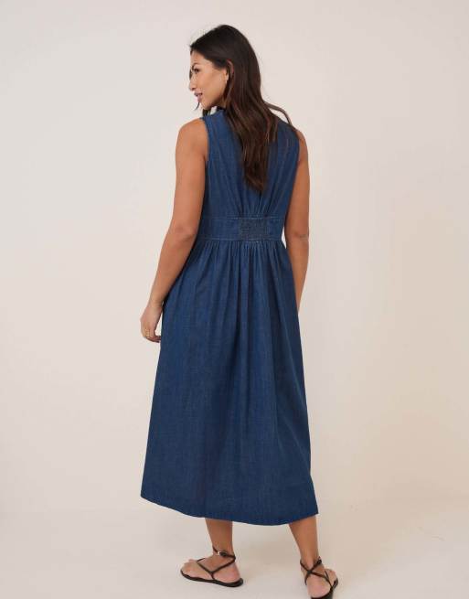 Nobody's Child Denim sleeveless starlight midi dress in blue, 5 of 5
