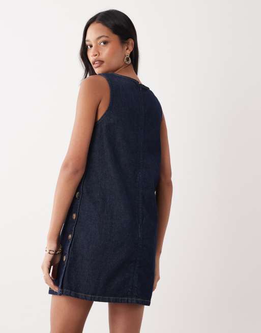 Nobody's Child Denim - Vestito scamiciato in denim scuro con bottoni, 3 di 4