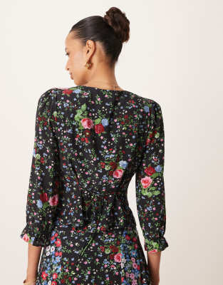 NOBODY'S CHILD DIDO FLORAL BUTTON FRONT BLOUSE 