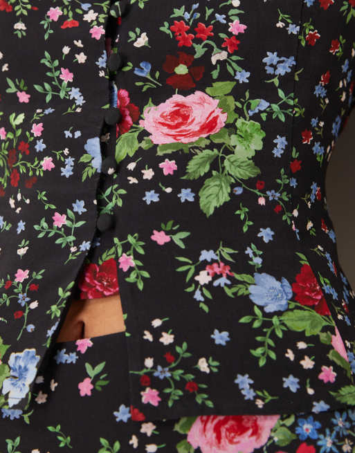 Nobody's Child – Dido – Svart, blommig blus med knappar, del av set, 3 av 4
