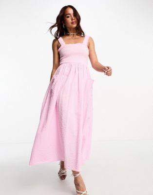 Nobody's Child Dionne Midi Dress In Pink Gingham