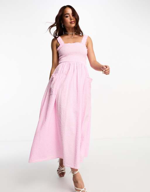 Nobody's Child Dionne midi dress in pink gingham