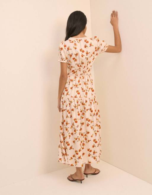 Nobody's Child Ditsy floral tiered dara midi dress in cream, 5 of 5