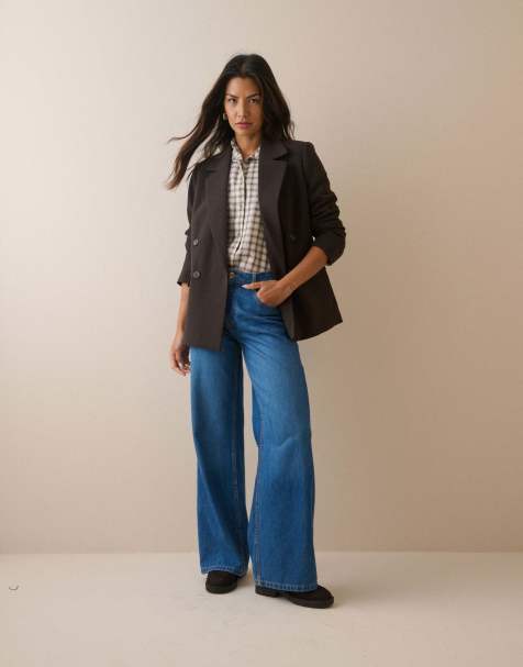 Nobody's Child Double breasted alicia blazer in dark brown - view 1