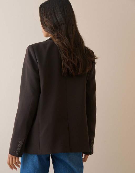 Nobody's Child Double breasted alicia blazer in dark brown, 2 of 4