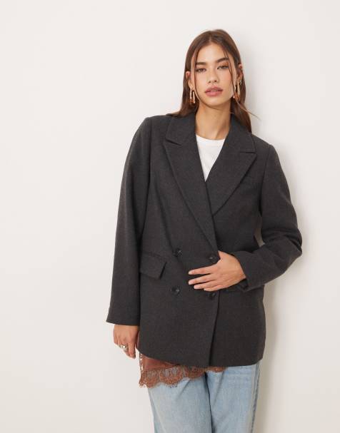 Nobody's Child double breasted blazer coat with wool in grey