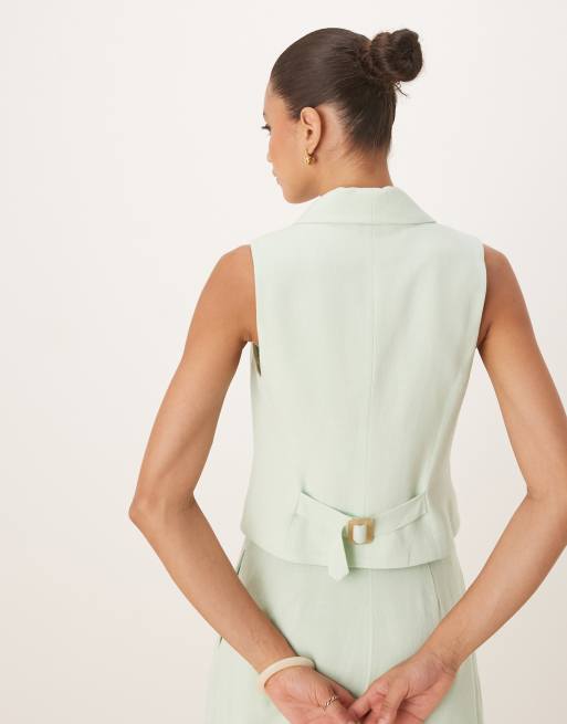 Nobody's Child double breasted cropped vest in sage - part of a set, 2 of 4