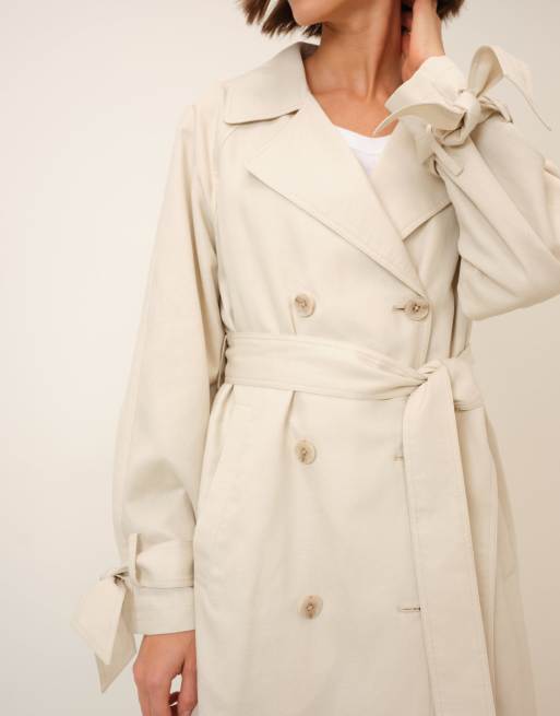 Nobody's Child Double-breasted lightweight trench coat in cream, 2 of 4