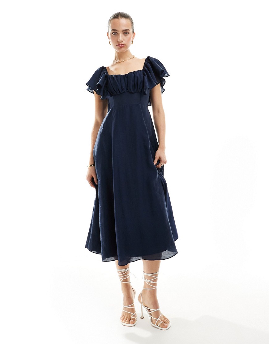 Nobody's Child Dove ruched bust midaxi dress in navy