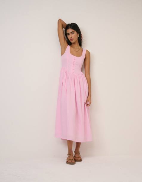Nobody's Child Drop waist cora midi dress in pink - view 1