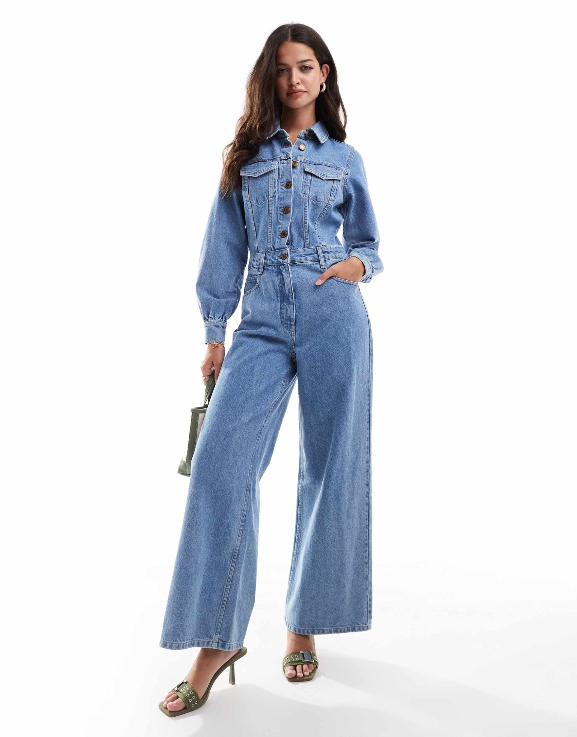 nobody's child dublin denim jumpsuit in blue