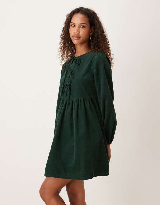 Nobody's Child - Eden - Robe babydoll courte à liens noués - Vert foncé