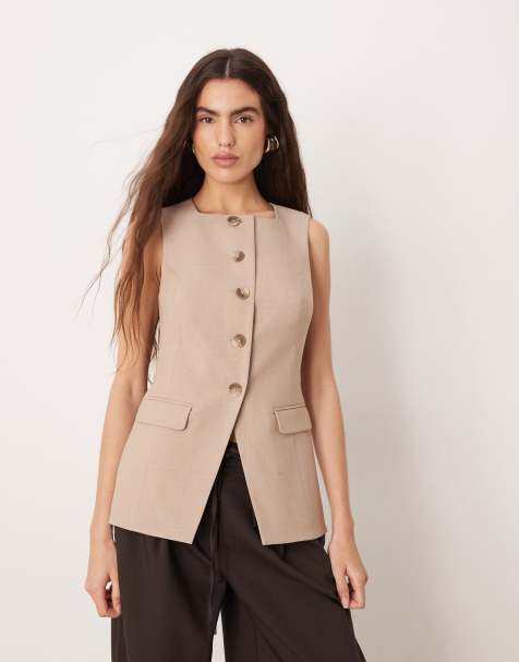 Nobody's Child – Elegante Longline-Weste in Steinbeige - view 1