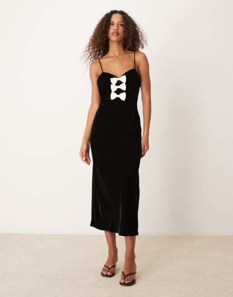 Nobody's Child - Eliana - Vestito midi nero con fiocchi sul davanti - view 1