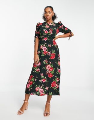 Floral chuck on outlet midi dress