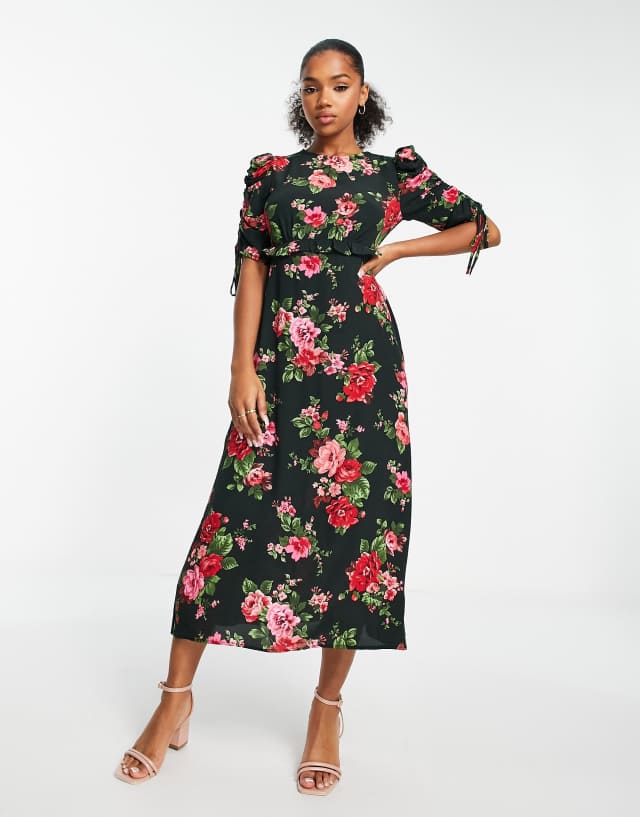 Nobody’s Child Ellis midi dress in emerald floral