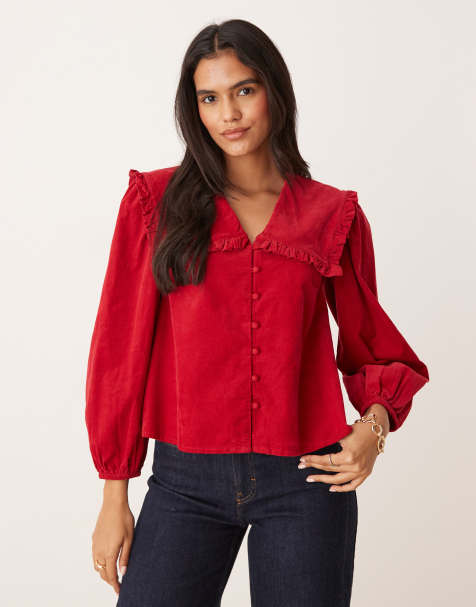 Nobody's Child Eloise collared smock blouse in red