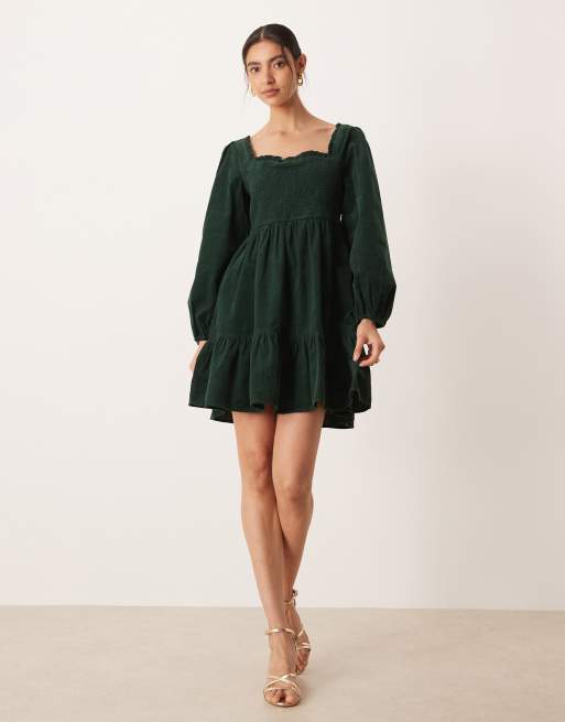 Nobody's Child - Elsa - Vestito corto a maniche lunghe color verde scuro