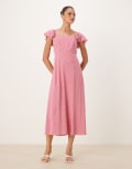 [Nobody's Child] Nobody's Child Elsie flutter sleeve midi dress in pink rosebud 8 PINK ROSE BUD