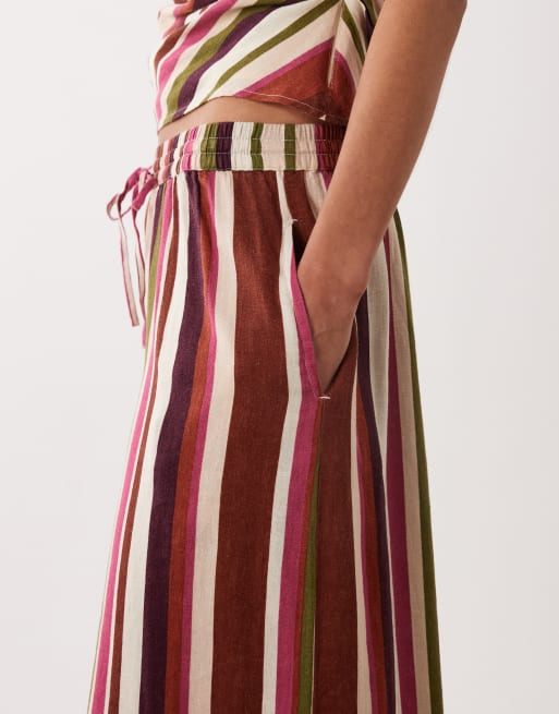 Nobody's Child Elstow linen blend split hem pants in stripe (part of a set), 3 of 5