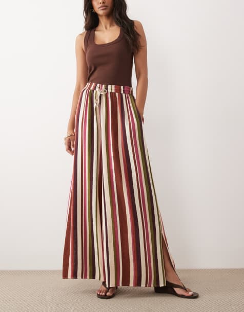 Nobody's Child - Elstow - Stribede bukser i hørblanding med slids i benene - Del af sæt - view 1