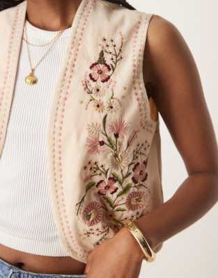 Nobody's Child Embroidered Vest With Studded Trim