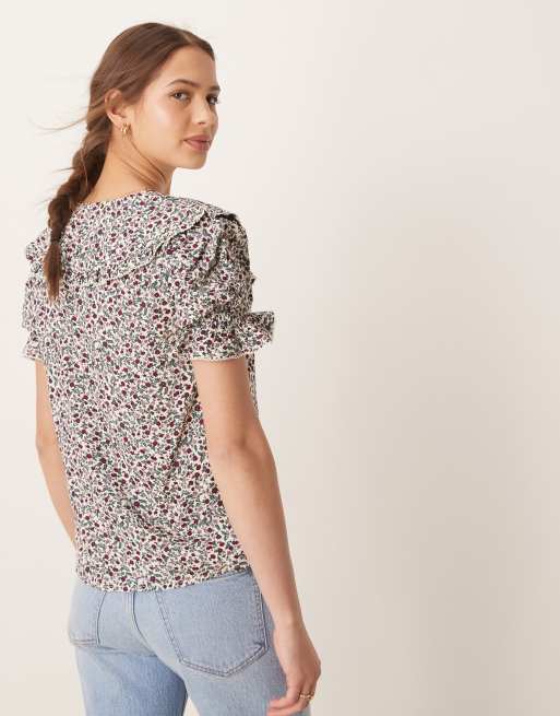 Nobody's Child – Emmie – Bluse in Cremeweiß mit Blümchenmuster, 4 von 4
