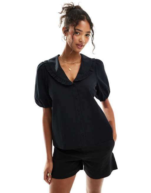 Nobody's Child - Emmie - Sort bluse med krave