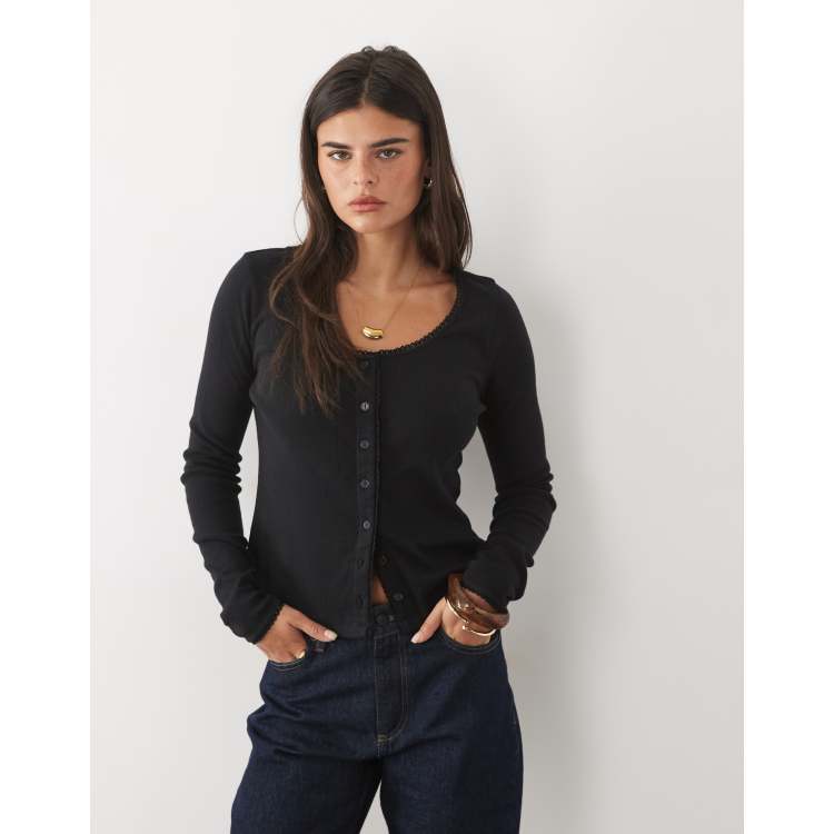 Nobody's Child Erin cotton pointelle round neck lace detail