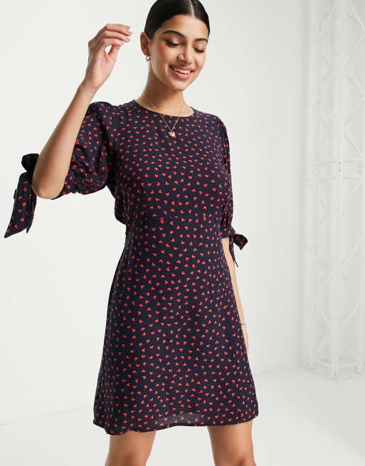 Nobody's Child Esme heart mini dress in navy blue, 4 of 4