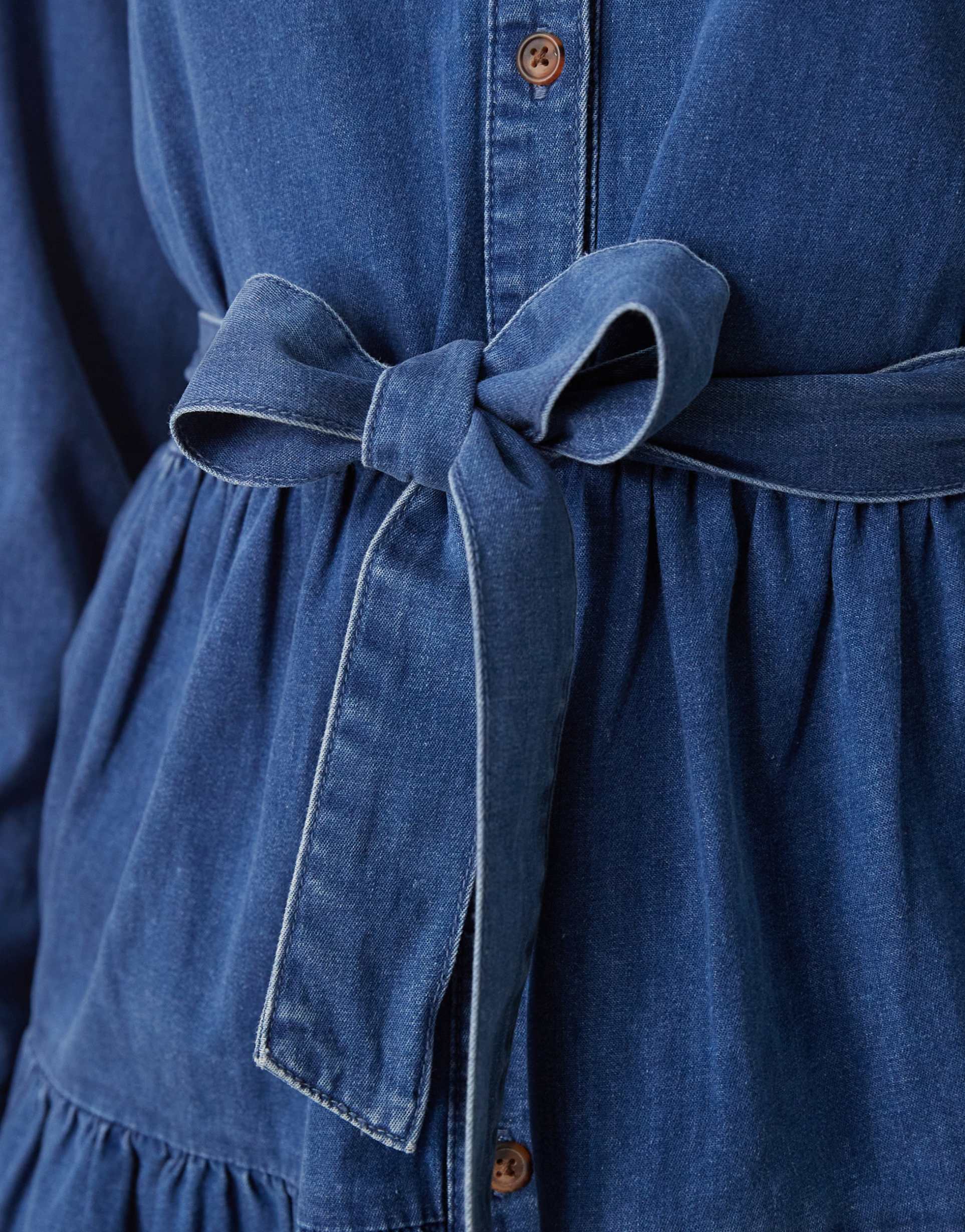 nobody's child ester long sleeve denim mini dress in mid wash