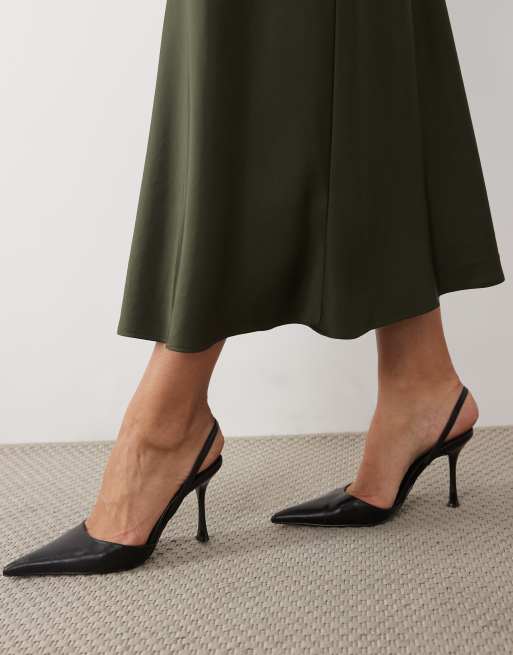 Nobody's Child - Eton - Satijnen midi rok met halfhoge elastische taille in donkergroen, 5 van 5