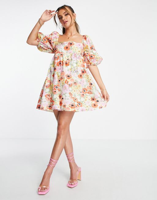 Nobody's Child Eugenia cotton multicoloured poppy mini smock dress ...