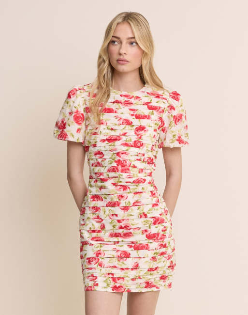 Nobody's Child – Fabienne – Gerafftes Baumwoll-Minikleid mit Puffärmeln und Rosenmuster, 2 von 5