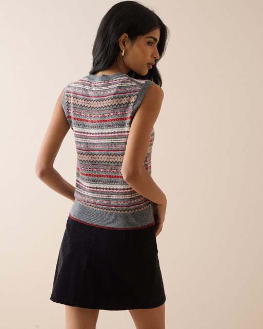 Nobody's Child Fair isle print knitted vest in multi, 2 of 6