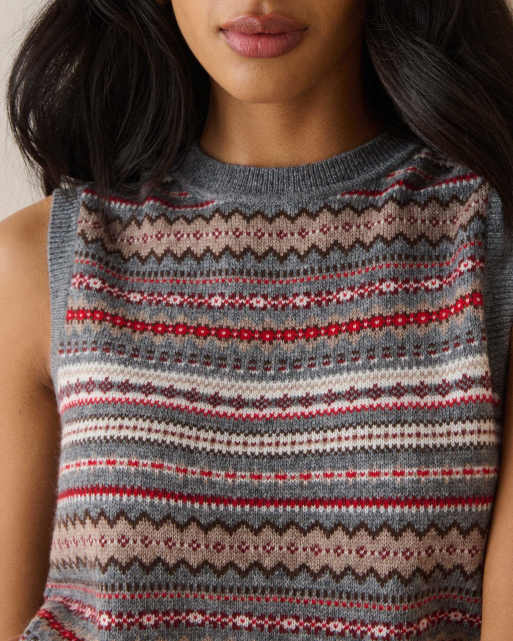 Nobody's Child Fair isle print knitted vest in multi, 5 of 6