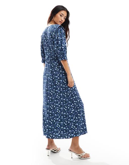 Nobody's Child – Felicia – Midikleid in Blau mit Blümchenmuster, 4 von 4