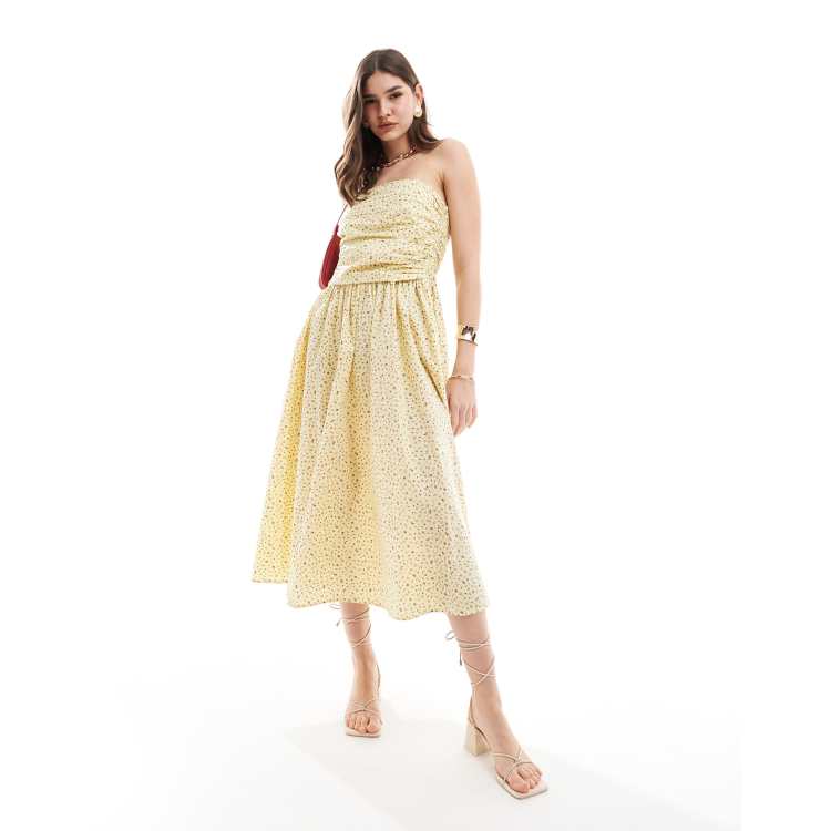 Nobody's Child Felicity bandeau midaxi dress in yellow floral | ASOS
