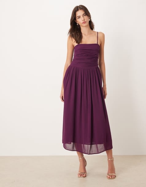 Nobody's Child - Felicity - Bordeaux bandeau-midikjole med rynker - view 1