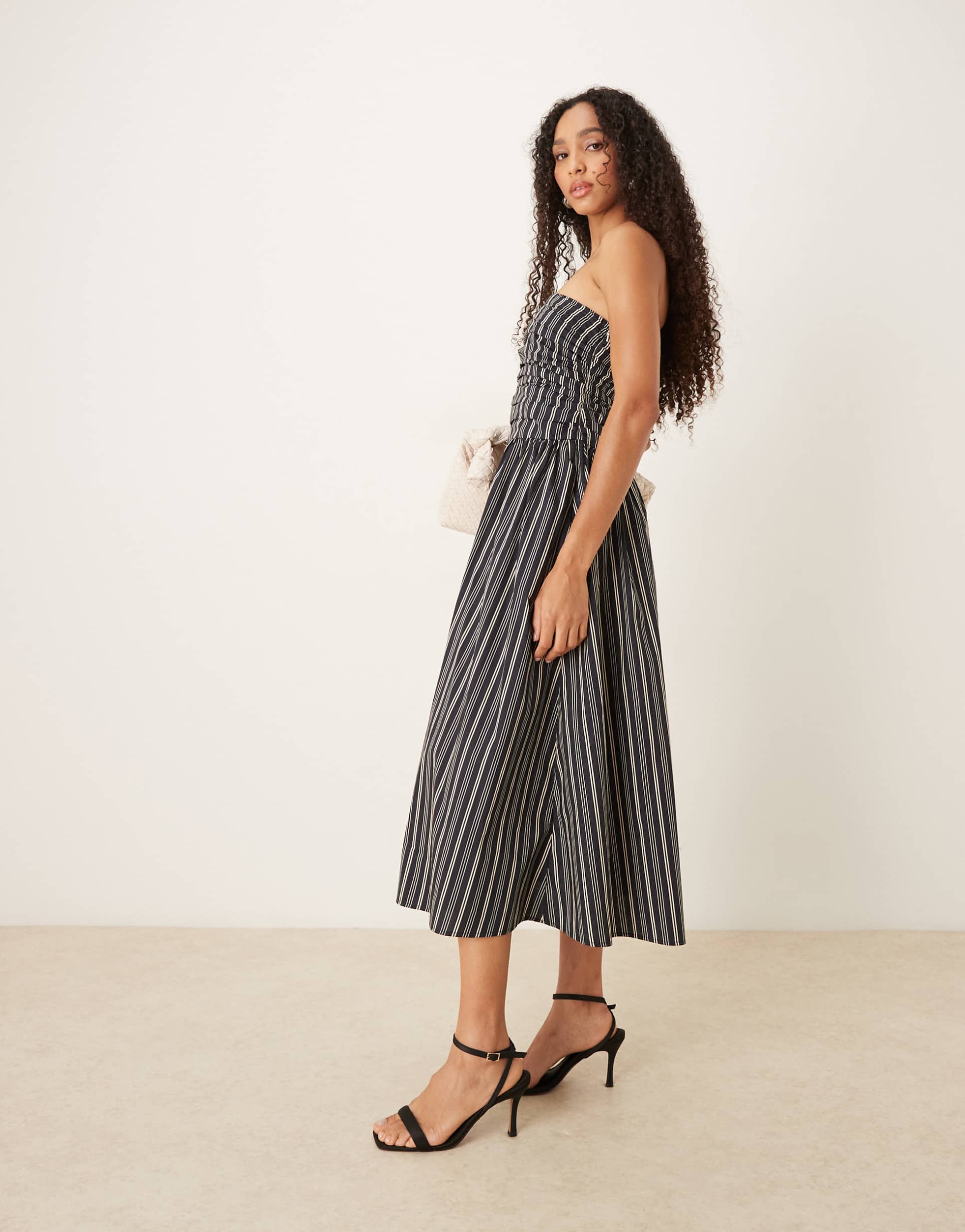 nobody's child felicity midi dress in blue stripes