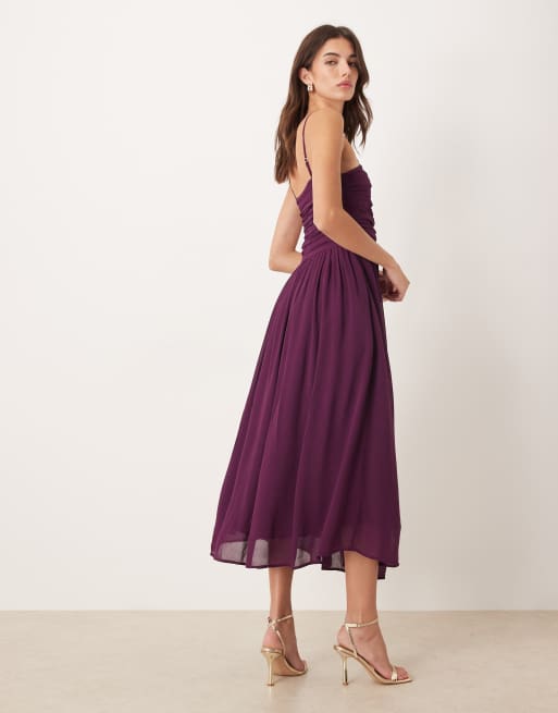 Nobody's Child Felicity ruched bandeau midi dress in burgundy