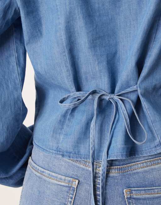 Nobody's Child – Figurbetontes Jeanshemd in Blau mit Kragen, 3 von 4