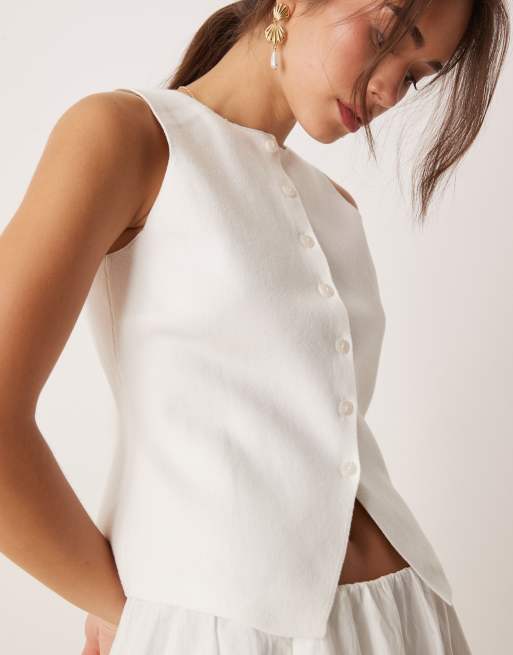 Nobody's Child fine gauge knit vest in white, 2 of 4