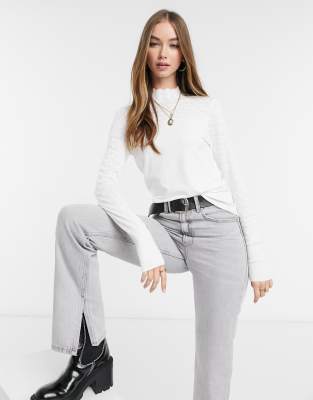 white pointelle jumper