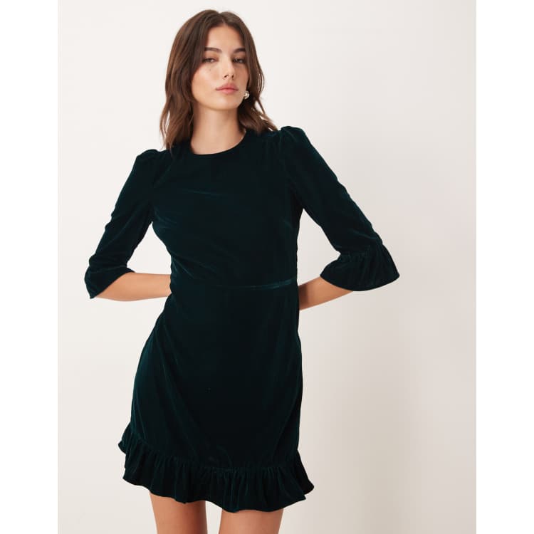 dark green velvet mini dress Josette Green Velvet Mini Dress