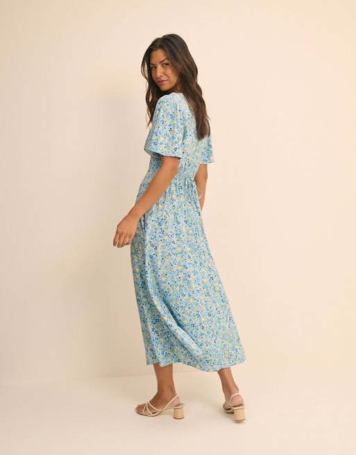 Nobody's Child Floral atlas midi dress in blue, 2 of 5