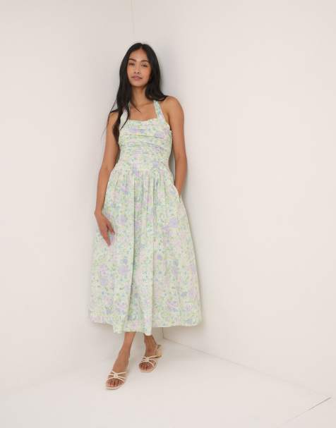 Nobody's Child Floral halterneck lilah midi dress in white - view 1