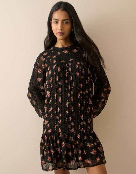 Nobody's Child Floral high neck denise mini dress in black - view 1