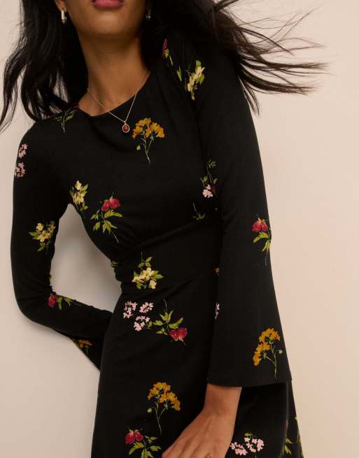 Nobody's Child Floral jersey tate mini dress in black, 3 of 5
